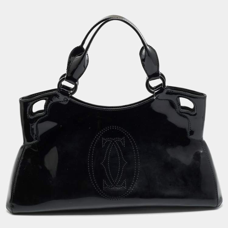 Pre Owned Cartier Black Patent Leather Small Marcello De Cartier Bag