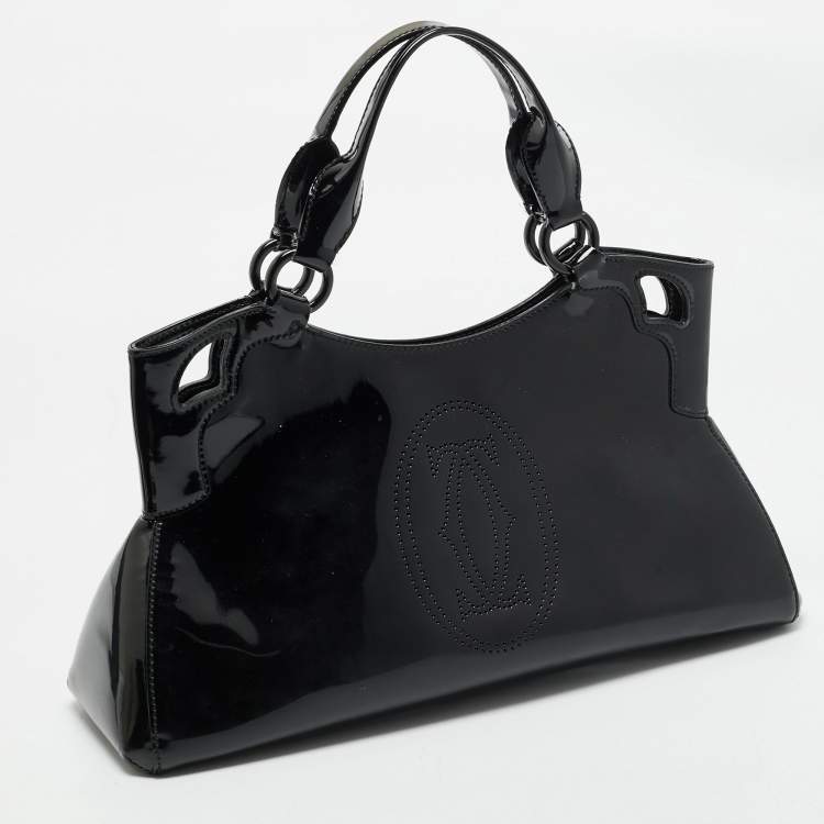 Pre Owned Cartier Black Patent Leather Small Marcello De Cartier Bag