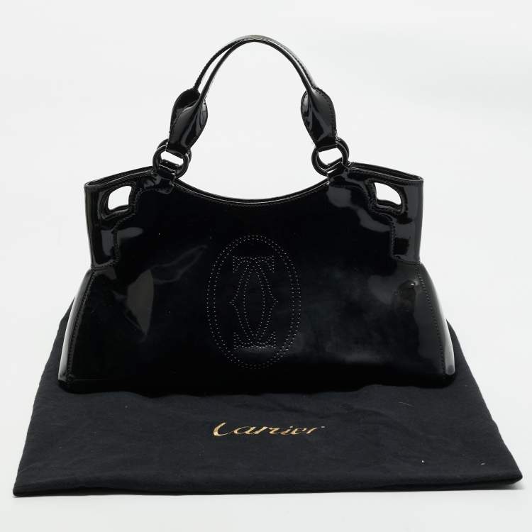 Pre Owned Cartier Black Patent Leather Small Marcello De Cartier Bag