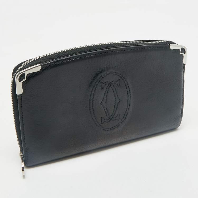 Pre Owned Cartier Black Leather Marcello de Cartier Continental Wallet