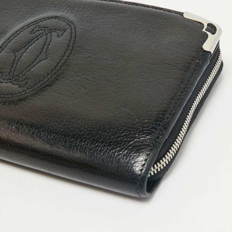 Pre Owned Cartier Black Leather Marcello de Cartier Continental Wallet
