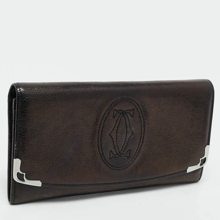 Pre Owned Cartier Black Leather Marcello de Cartier Flap Wallet