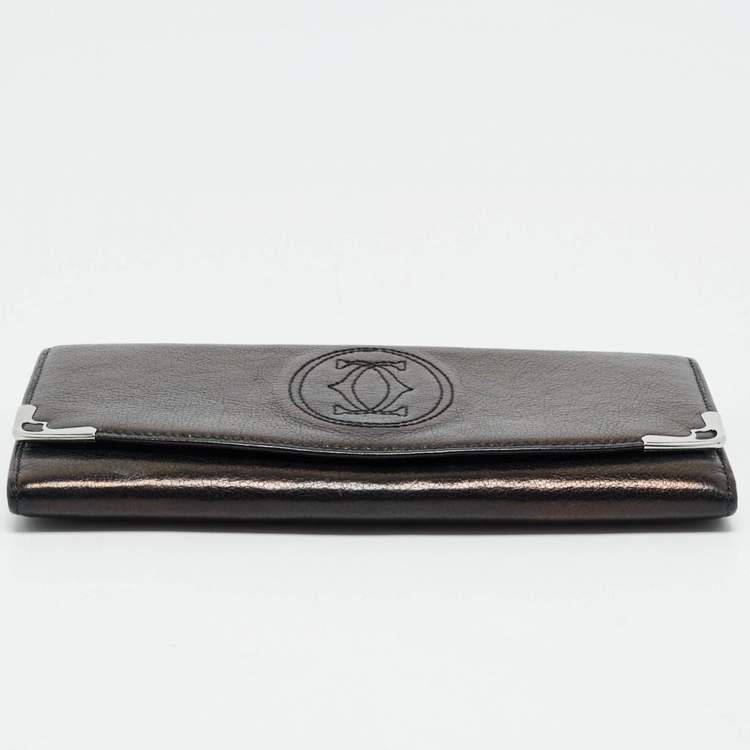 Pre Owned Cartier Black Leather Marcello de Cartier Flap Wallet