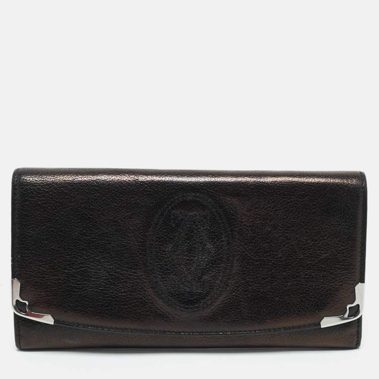 Pre Owned Cartier Black Leather Marcello de Cartier Flap Wallet