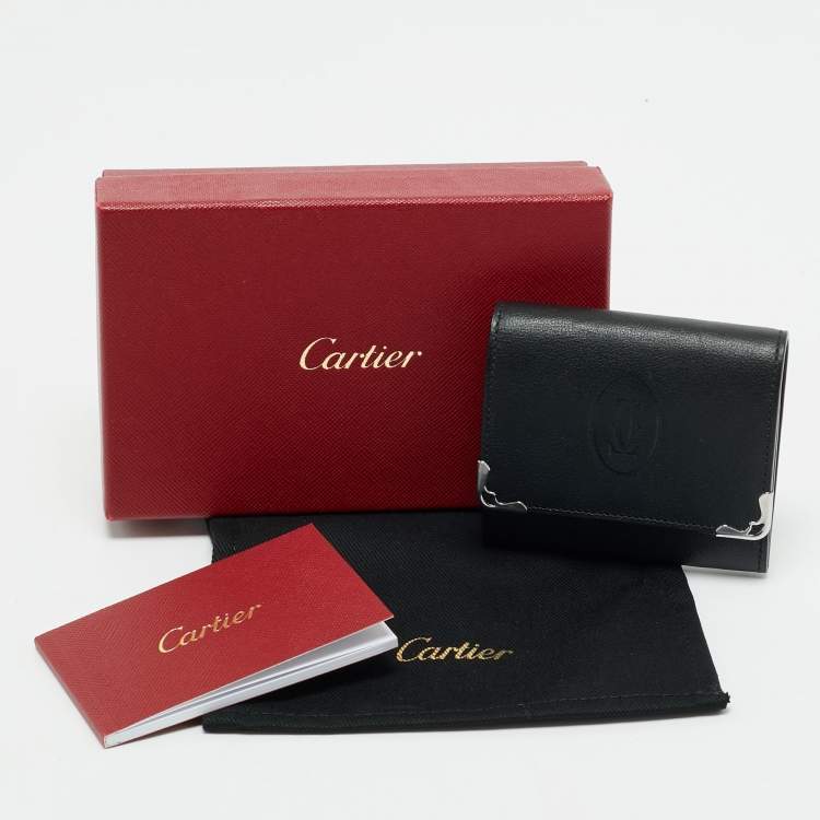 Pre Owned Cartier Black Leather Must de Cartier Small Multiple Wallet