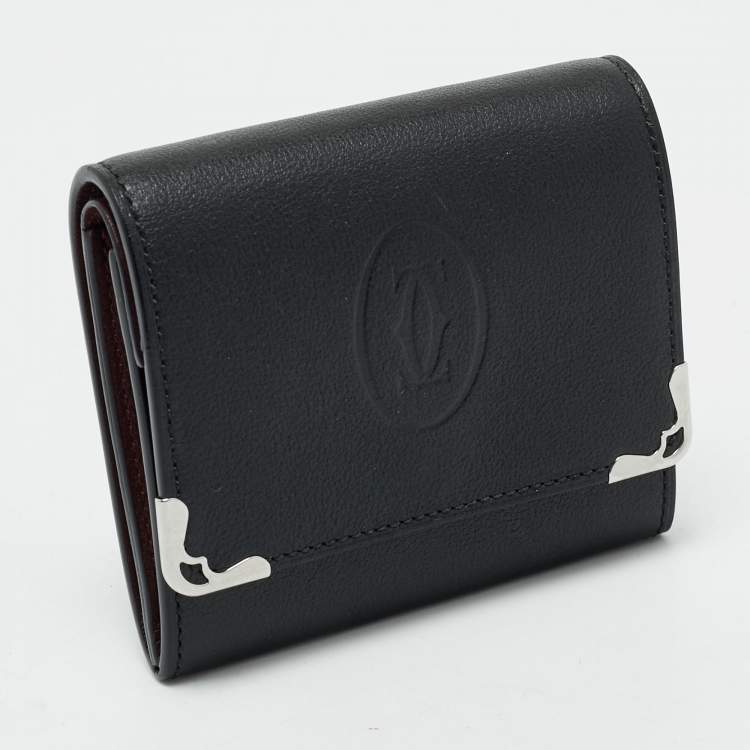 Pre Owned Cartier Black Leather Must de Cartier Small Multiple Wallet
