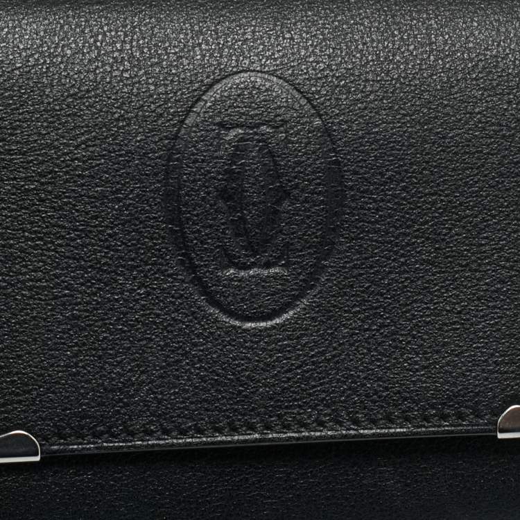 Pre Owned Cartier Black Leather Must de Cartier Small Multiple Wallet