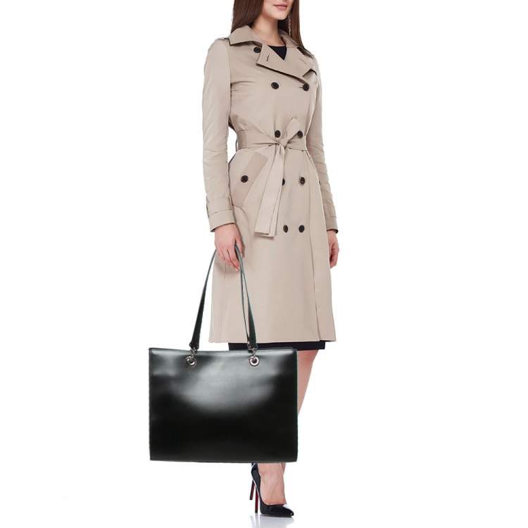 Pre Owned Cartier Black Leather Panthere Tote