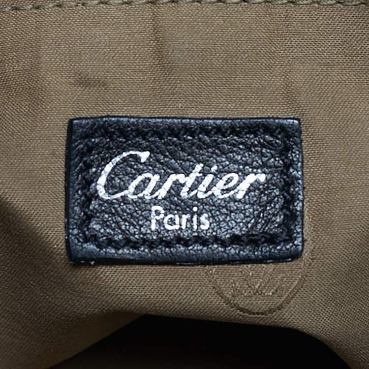 Pre Owned Cartier Black Karung and Leather Medium Marcello de Cartier Bag