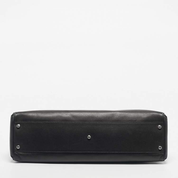 Pre Owned Cartier Black Karung and Leather Medium Marcello de Cartier Bag