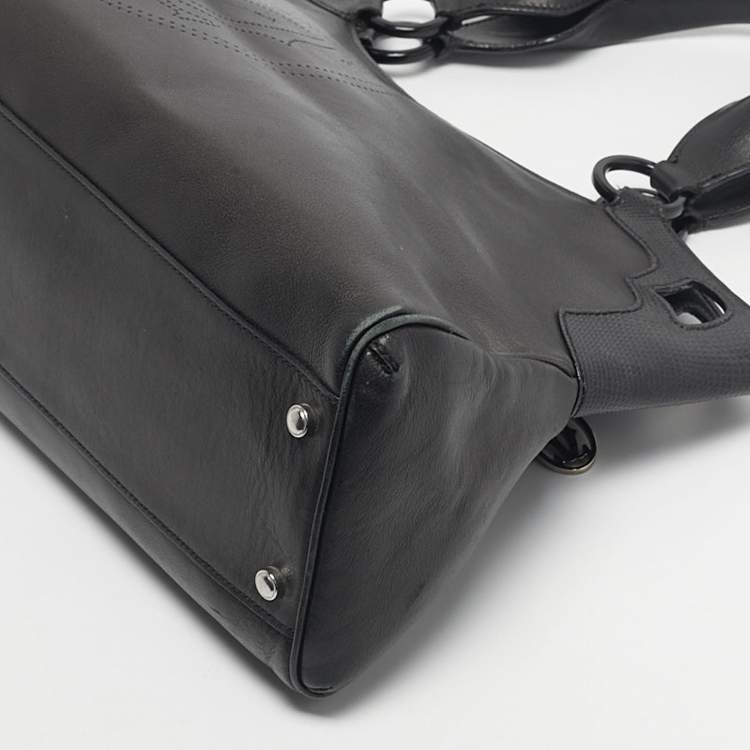 Pre Owned Cartier Black Karung and Leather Medium Marcello de Cartier Bag