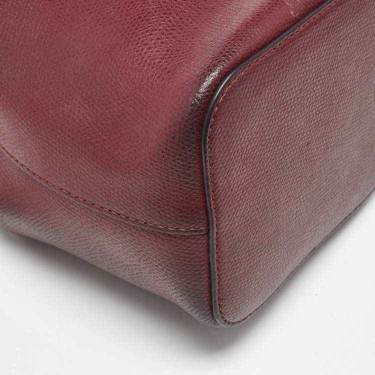 Pre Owned Fendi Red Leather Mini Mon Tresor Drawstring Bucket Bag