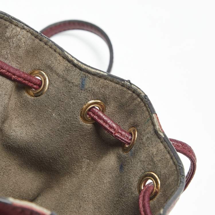 Pre Owned Fendi Red Leather Mini Mon Tresor Drawstring Bucket Bag