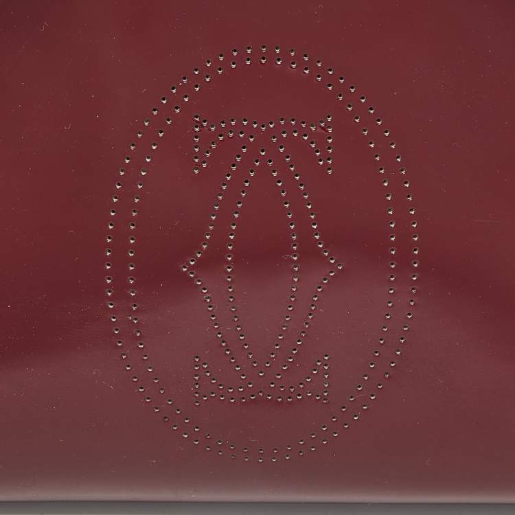 Pre Owned Cartier Dark Red Patent Leather Small Marcello De Cartier Tote