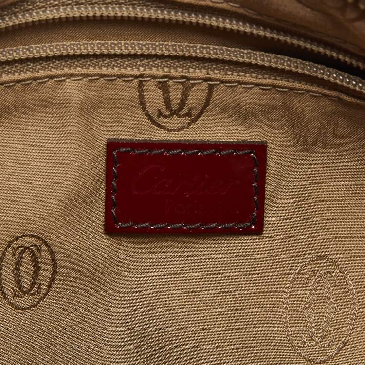 Pre Owned Cartier Dark Red Patent Leather Small Marcello De Cartier Tote