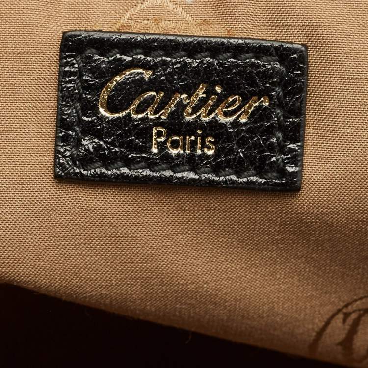Pre Owned Cartier Black Calf Hair and Snakeskin Leather Large Marcello de Cartier Bag