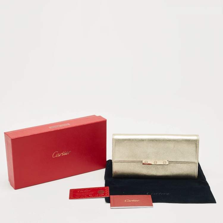 Pre Owned Cartier Pale Gold Leather Love Continental Wallet