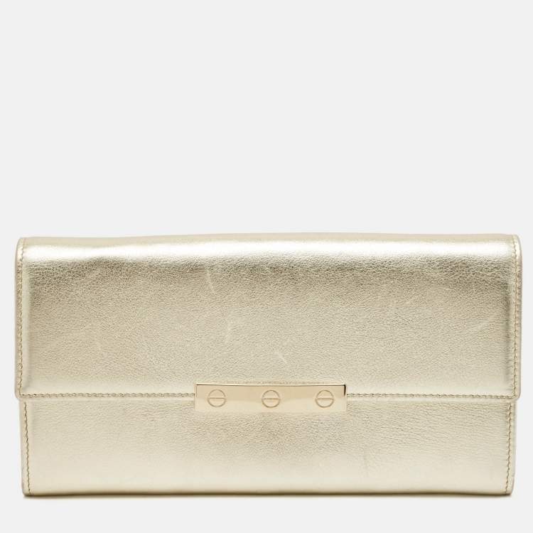 Pre Owned Cartier Pale Gold Leather Love Continental Wallet