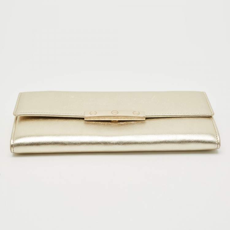 Pre Owned Cartier Pale Gold Leather Love Continental Wallet