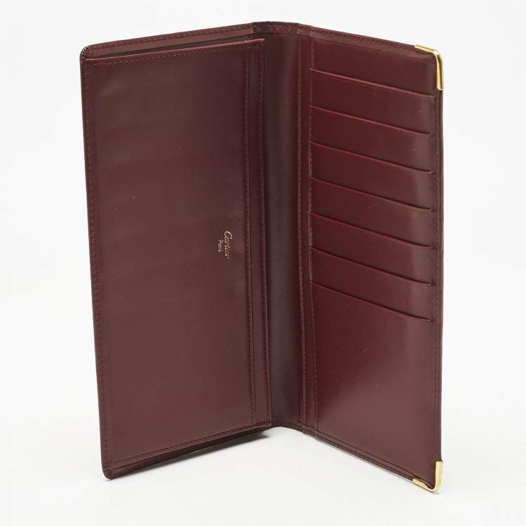 Pre Owned Cartier Burgundy Leather Le Must De Cartier Long Wallet