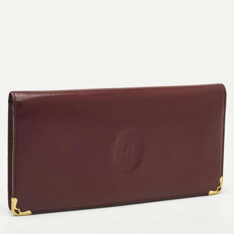 Pre Owned Cartier Burgundy Leather Le Must De Cartier Long Wallet