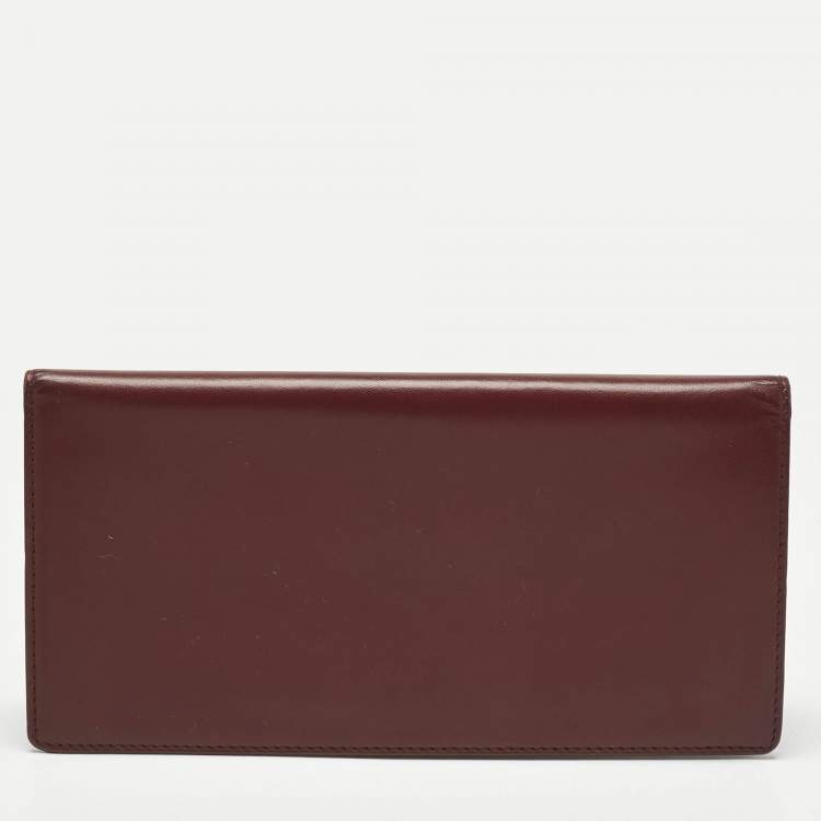 Pre Owned Cartier Burgundy Leather Le Must De Cartier Long Wallet