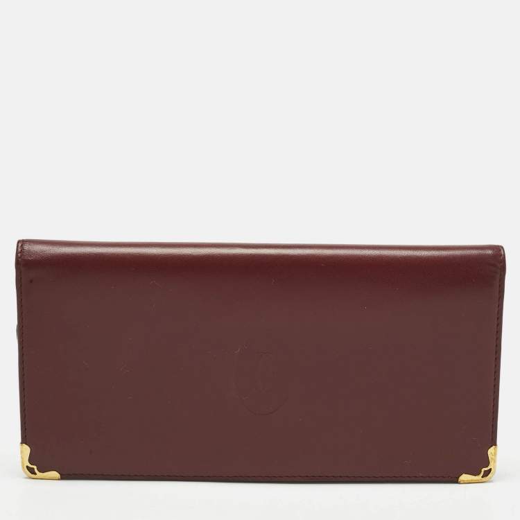 Pre Owned Cartier Burgundy Leather Le Must De Cartier Long Wallet