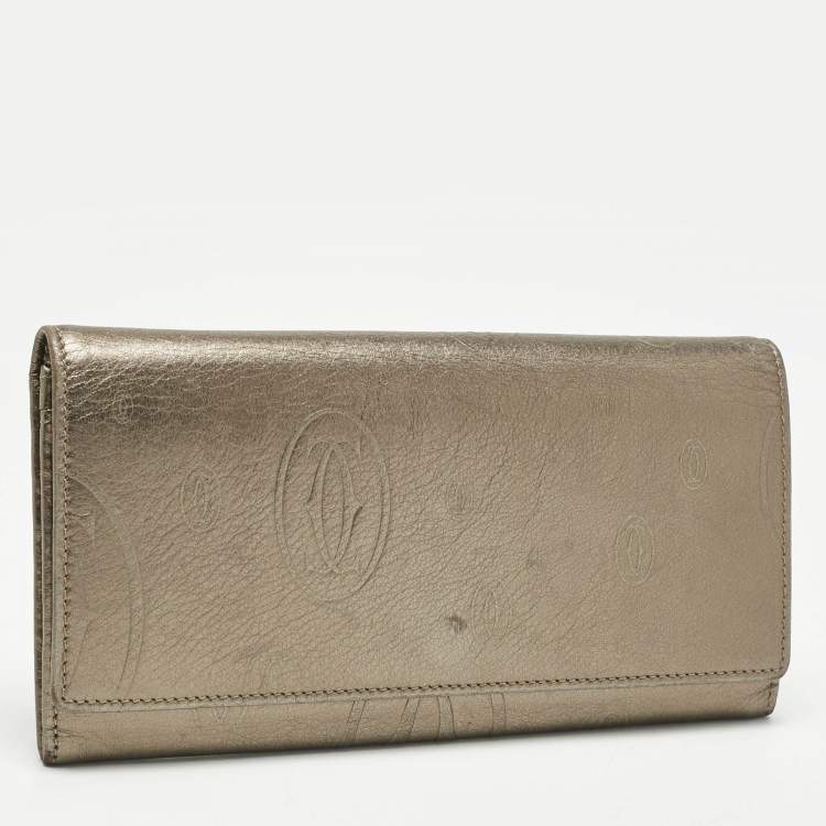 Pre Owned Cartier Gold Leather Happy Birthday Flap Continental Wallet