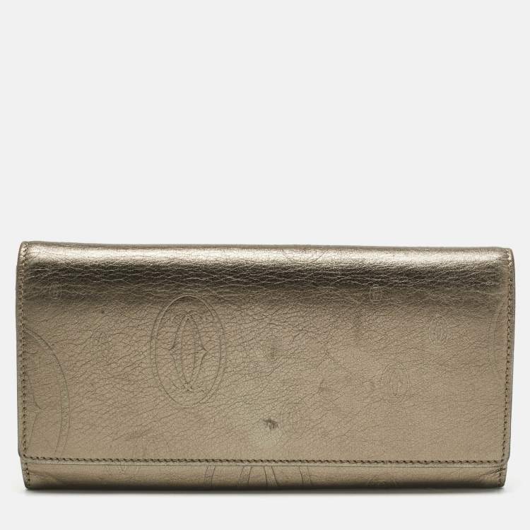 Pre Owned Cartier Gold Leather Happy Birthday Flap Continental Wallet