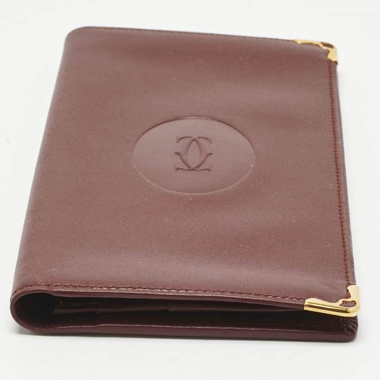Pre Owned Cartier Burgundy Leather Le Must De Cartier Long Wallet