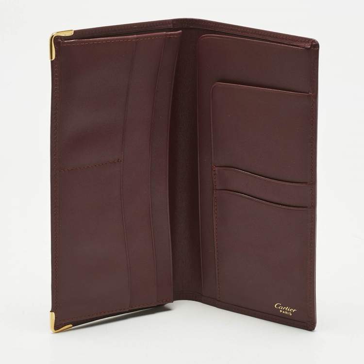 Pre Owned Cartier Burgundy Leather Le Must De Cartier Long Wallet