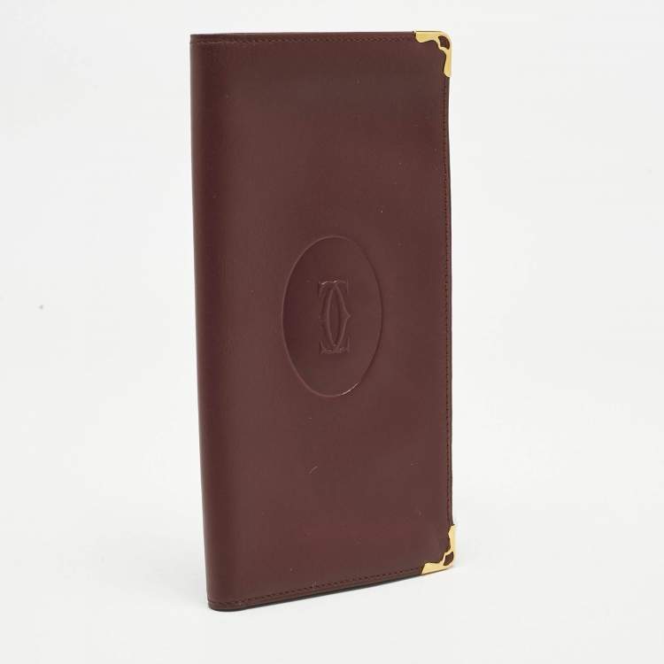 Pre Owned Cartier Burgundy Leather Le Must De Cartier Long Wallet