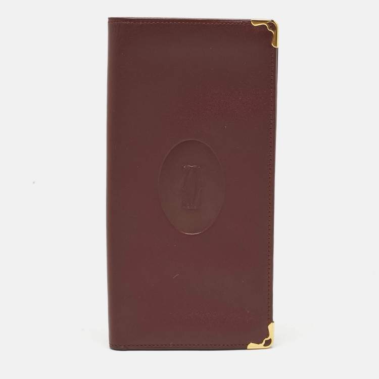 Pre Owned Cartier Burgundy Leather Le Must De Cartier Long Wallet