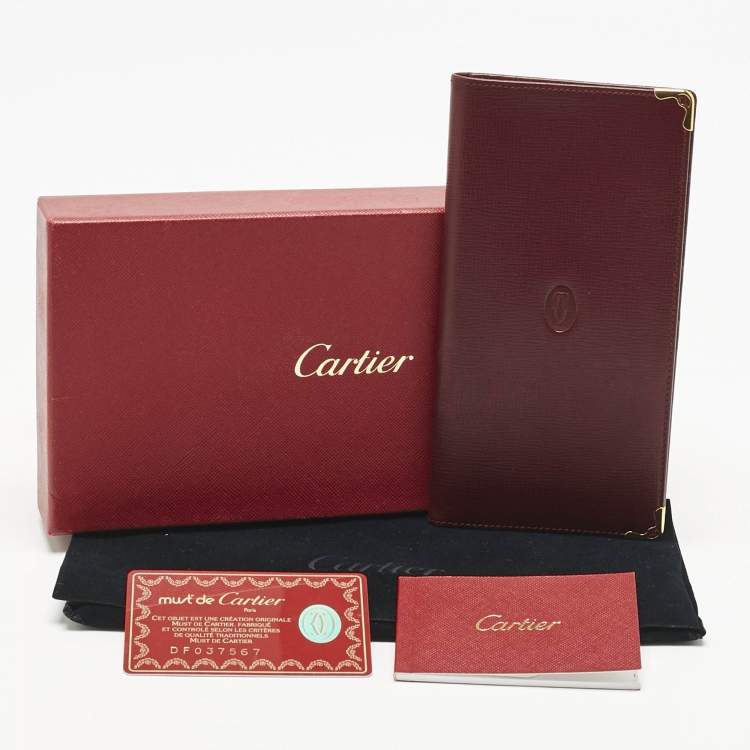 Pre Owned Cartier Burgundy Leather Le Must De Cartier Long Wallet