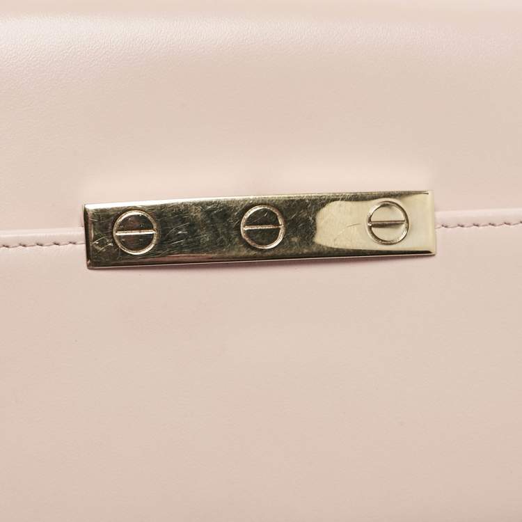 Pre Owned Cartier Light Pink Leather Love Flap Continental Wallet