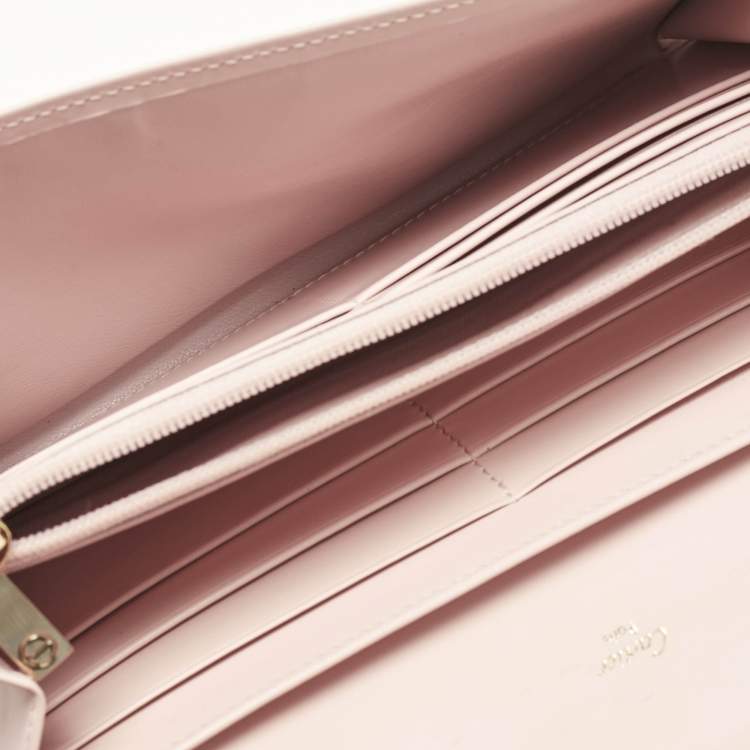 Pre Owned Cartier Light Pink Leather Love Flap Continental Wallet