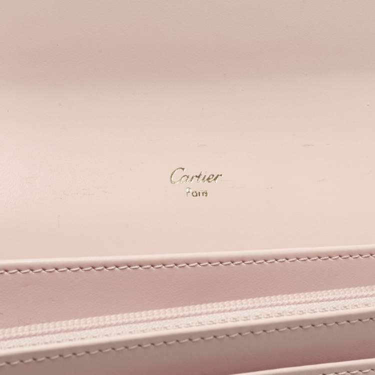 Pre Owned Cartier Light Pink Leather Love Flap Continental Wallet