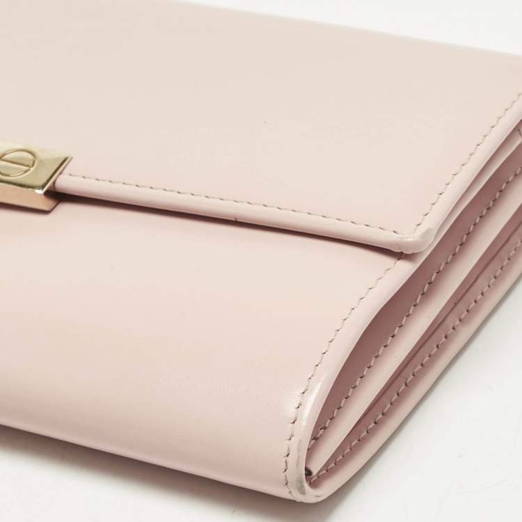 Pre Owned Cartier Light Pink Leather Love Flap Continental Wallet