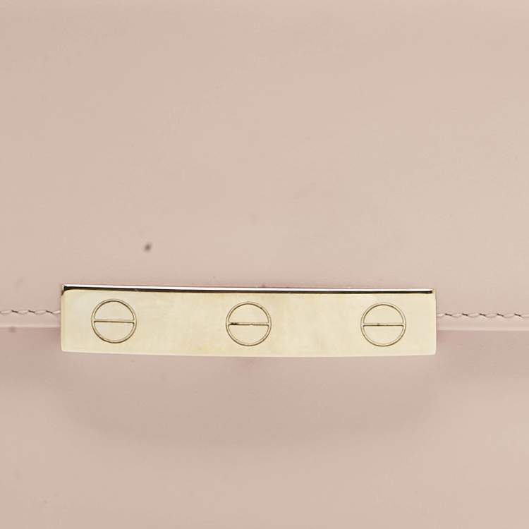 Pre Owned Cartier Light Pink Leather Love Flap Continental Wallet
