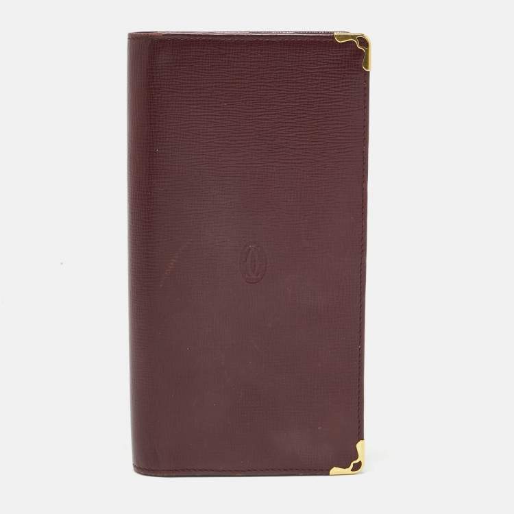 Pre Owned Cartier Burgundy Leather Le Must De Cartier Long Wallet