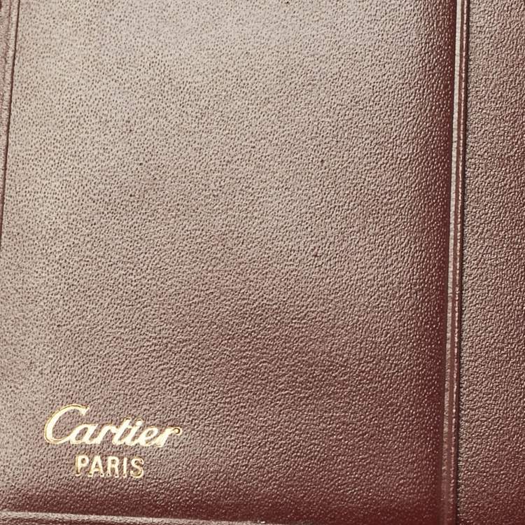 مملوكة مسبقًا Cartier Burgundy Leather Must De Cartier Bi Fold Long Wallet