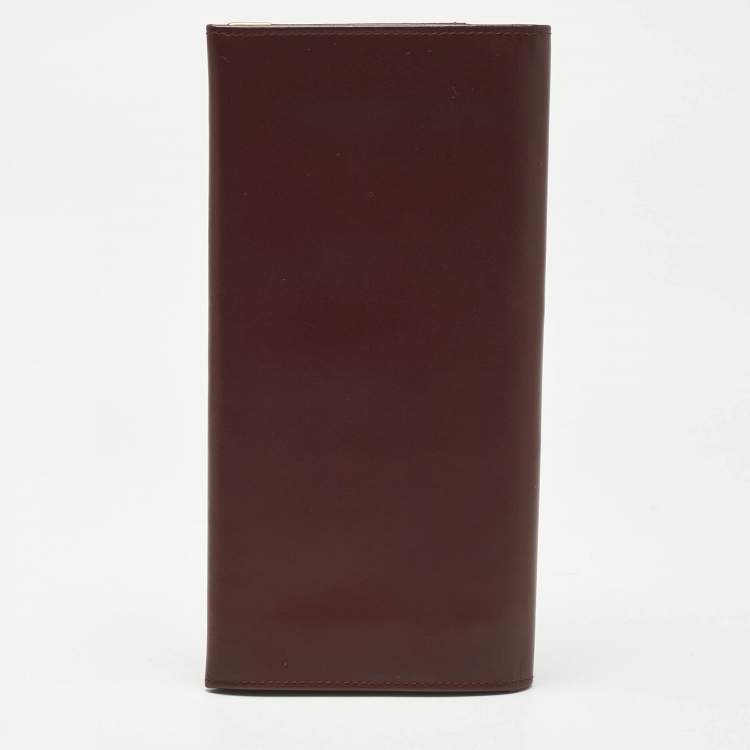 مملوكة مسبقًا Cartier Burgundy Leather Must De Cartier Bi Fold Long Wallet