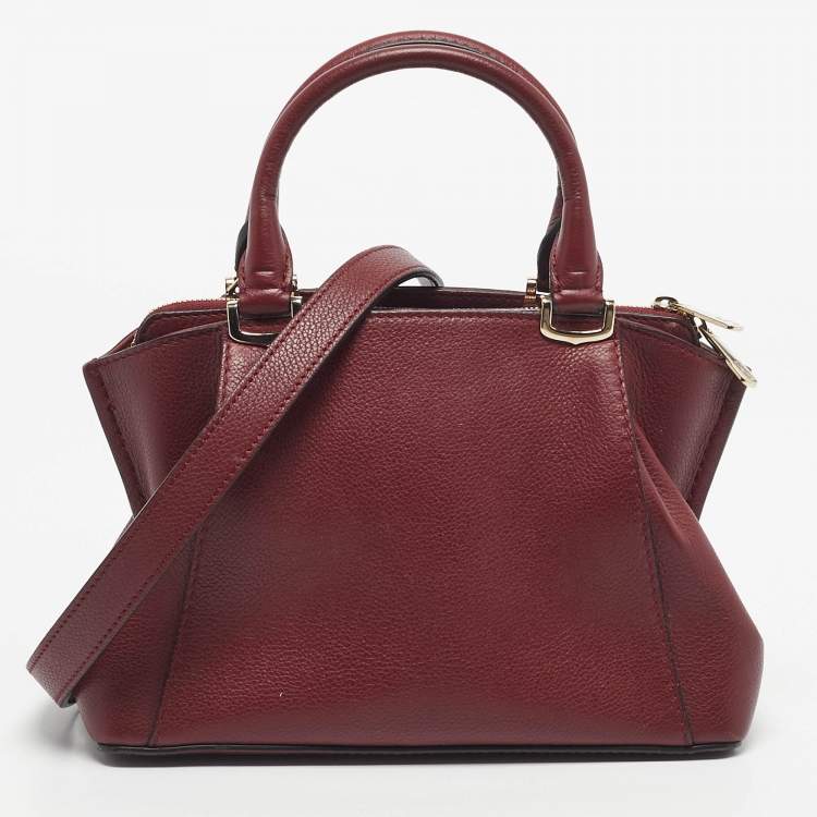 Pre Owned Cartier Dark Red Leather Mini C de Cartier Bag