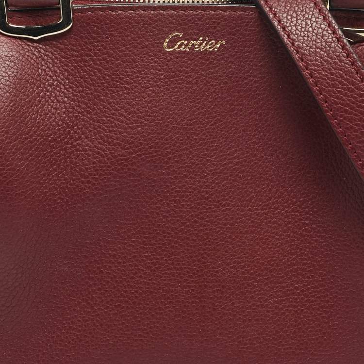 Pre Owned Cartier Dark Red Leather Mini C de Cartier Bag