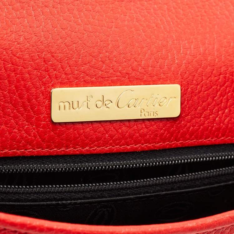 Pre Owned Cartier Red Leather Must de Cartier Saddle Bag