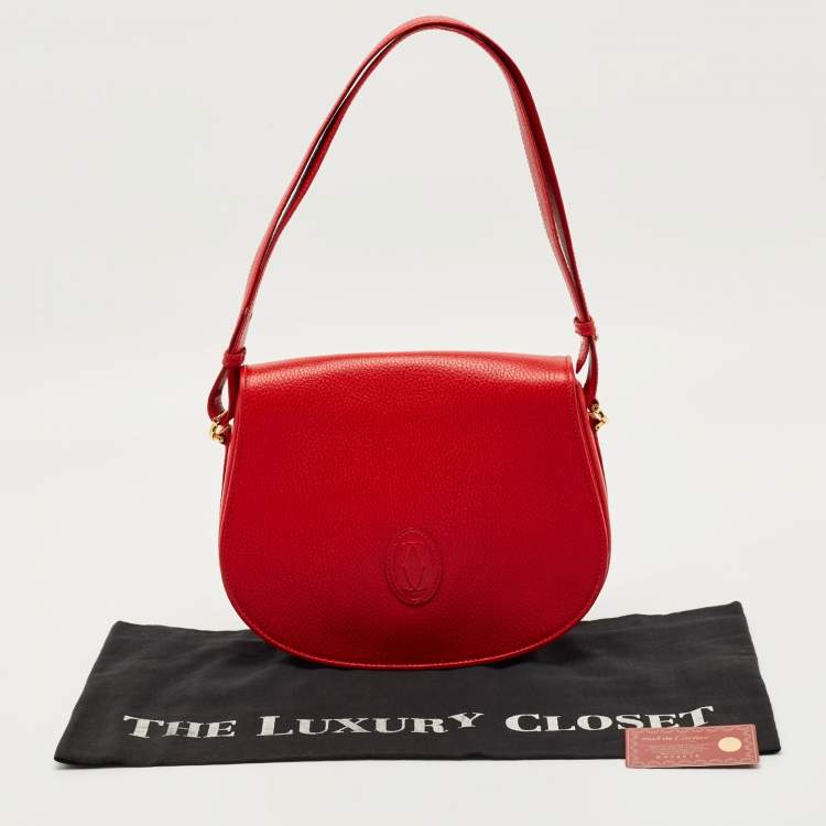 Pre Owned Cartier Red Leather Must de Cartier Saddle Bag
