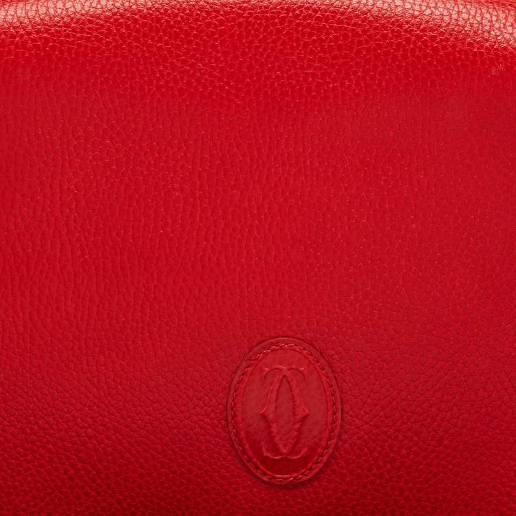 Pre Owned Cartier Red Leather Must de Cartier Saddle Bag