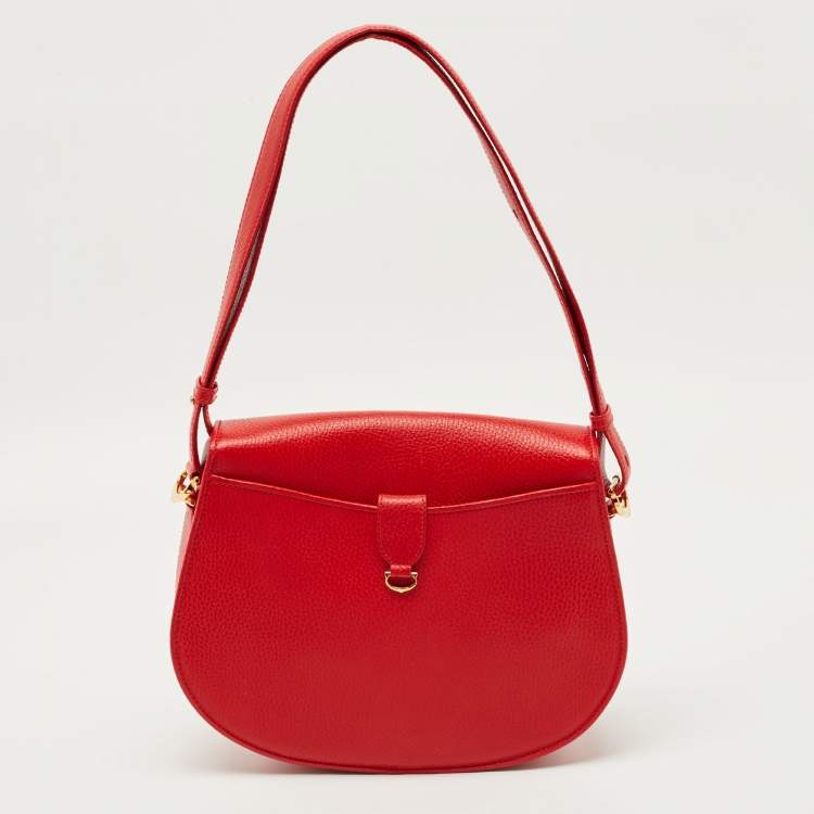 Pre Owned Cartier Red Leather Must de Cartier Saddle Bag