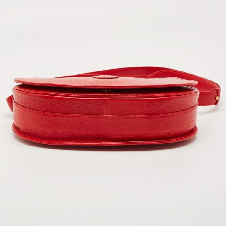 Pre Owned Cartier Red Leather Must de Cartier Saddle Bag