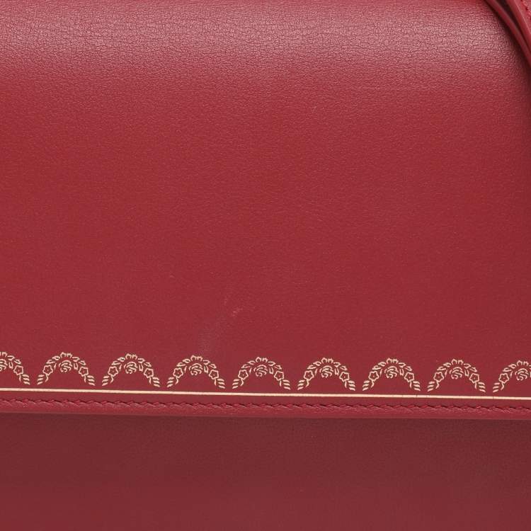 Pre Owned Cartier Red Leather Guirlande de Cartier Wallet On Chain